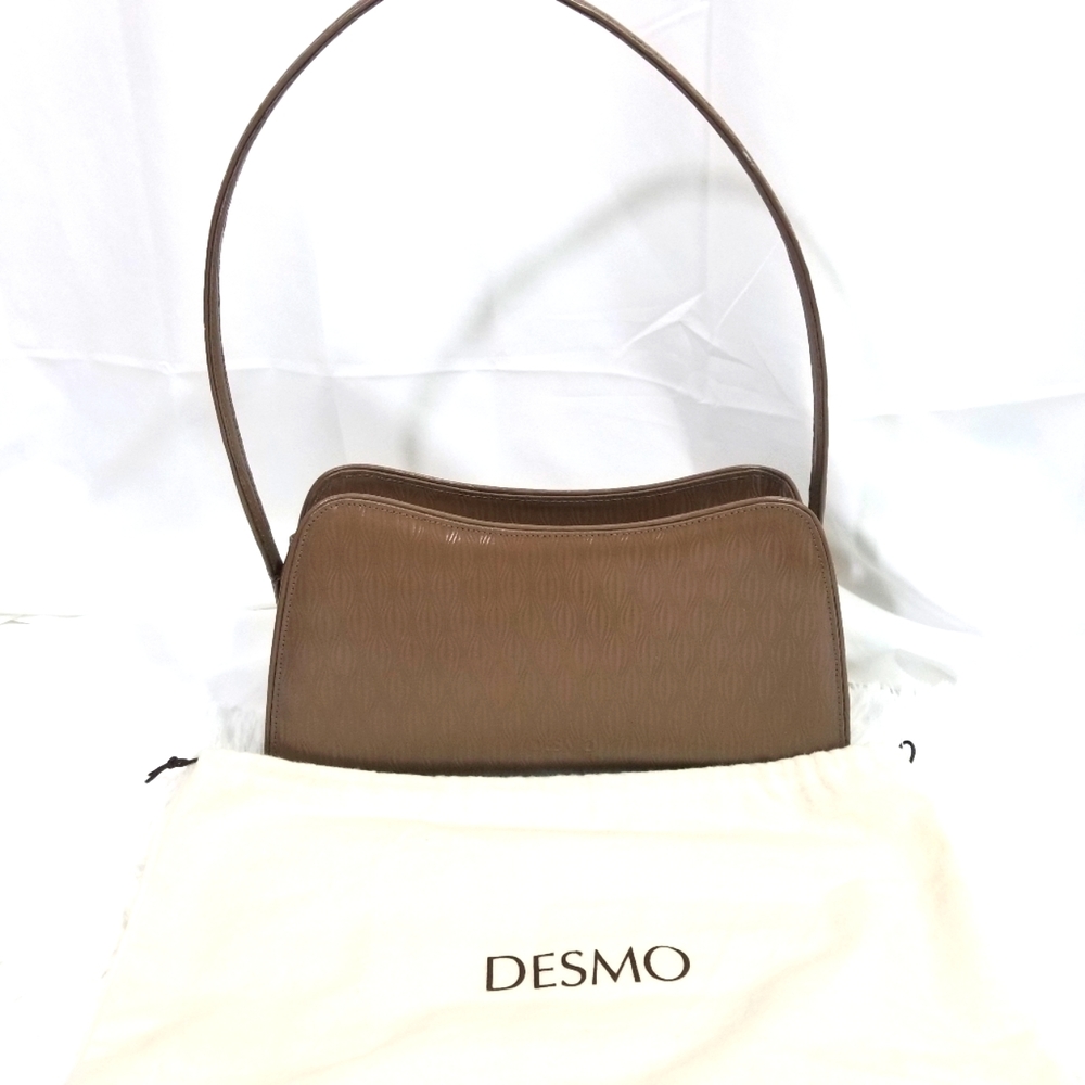 Desmo Italian leather textured taupe shoulderbag